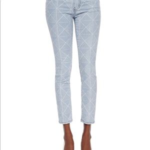 Current/Elliot Stiletto Diamond-Print Denim Jeans